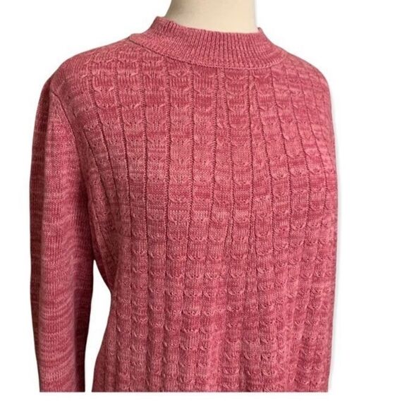Plus Size Woman Within Pink Long Sleeve Knitted Sweater size 1X Low Turtleneck - Picture 1 of 9